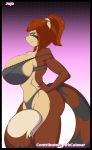  anthro bangs big_breasts breasts clothing female giant_panda hair hi_res jojo_(mastergodai) lingerie mammal mastergodai ponytail side_view solo thong underwear ursid 