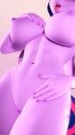  3d_(artwork) anthro anthrofied big_breasts breasts digital_media_(artwork) equid equine female flushthebatsanta friendship_is_magic genitals hi_res holding_breast low-angle_view mammal my_little_pony nude pegasus pussy simple_background solo tongue tongue_out twilight_sparkle_(mlp) wings 