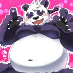  2020 alp_(tas) anthro belly blush eyes_closed fur giant_panda hi_res kemono male mammal moobs navel nikunabe1989 nipples overweight overweight_male solo tokyo_afterschool_summoners ursid video_games white_body white_fur 