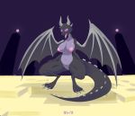  10ne-v absurd_res anthro big_breasts bodily_fluids breasts dragon ender_dragon female genital_fluids hi_res horn looking_at_viewer minecraft nipples purple_eyes pussy_juice solo tongue tongue_out video_games wings 
