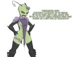  3_fingers alien alien_humanoid angry antennae_(anatomy) areola breasts clothed clothing female fingers genitals hands_on_hips hi_res humanoid invader_zim irken legwear mootcookie_(artist) nickelodeon pussy skimpy solo tak thigh_highs 