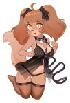  accessory anthro breasts canid canine canis domestic_dog female hair hair_accessory hair_bow hair_ribbon halphelt hi_res leash mammal negligee ribbons solo 