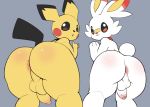  anthro anus baby_pok&eacute;mon backsack balls big_butt butt duo genitals girly looking_at_viewer looking_back male nintendo nude penis pichu pok&eacute;mon pok&eacute;mon_(species) pururing scorbunny video_games 