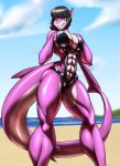  abs annika_(pucacorgi) anthro athletic beach big_breasts black_hair breasts cleavage clothed clothing female fish hair hand_on_breast hi_res marine muscular muscular_anthro muscular_female pose sea seaside shark sharp_teeth smile swimwear teeth thick_thighs toughset water wide_hips 