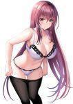  bra cleavage fate/grand_order harimoji pantsu pantyhose scathach_(fate/grand_order) undressing 