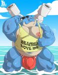  2018 anthro anthrofied ball_bulge barazoku belly big_belly big_bulge big_moobs big_muscles big_pecs blastoise bubble bulge cannon clothing cloud ear_piercing english_text eyewear hi_res looking_at_viewer male moobs musclegut muscular muscular_anthro muscular_male nintendo nipple_piercing nipples partially_submerged pecs piercing pok&eacute;mon pok&eacute;mon_(species) quads ranged_weapon reptile scalie seascape shell shirt sky smile solo speedo standing sunglasses swimwear tank_top tattoo text text_on_clothing thick_thighs topwear tylerstark video_games water weapon wet wet_body wet_clothing 