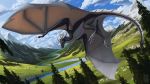  2020 absurd_res amazing_background claws day detailed_background digital_media_(artwork) dragon hi_res horn keltaan membrane_(anatomy) membranous_wings outside scales sky spines wings wyvern 