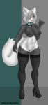  absurd_res anthro canid canine clothing collar female footwear hi_res high_heels legwear mammal nude shoes solo stockings tagme yukras_abyss 