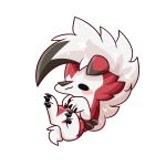 2020 absurd_res alpha_channel ambiguous_gender anthro black_claws black_nose blush canid canine cheek_tuft chibi claws facial_tuft fur hair hi_res lycanroc mammal midnight_lycanroc nintendo pok&eacute;mon pok&eacute;mon_(species) red_hair simple_background small_tail smile toe_claws transparent_background tuft video_games white_body white_fur white_hair woblyear 