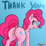  absurd_res animal_genitalia animal_pussy anus big_butt blush butt clitoral_winking clitoris cutie_mark english_text equid equine equine_pussy female feral friendship_is_magic genitals hasbro hi_res horse looking_back mammal my_little_pony pinkie_pie_(mlp) pony presenting presenting_anus presenting_hindquarters presenting_pussy pussy solo tail_aside text yellowcrom 