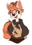  2020 anthro black_nose clothed clothing fully_clothed fur hi_res hoodie mammal open_mouth open_smile orange_body orange_fur portrait simple_background smile solo tan_body tan_fur tohupo topwear white_background white_body white_fur 