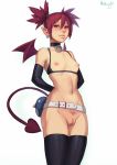  absurd_res areola armwear belt bikini_down blush breasts clitoris clothed clothing collar demon disgaea ear_piercing elbow_gloves etna_(disgaea) exposed_breasts eyebrows eyelashes female genitals gloves hair hands_behind_back handwear hi_res humanoid humanoid_pointy_ears legwear mammal membrane_(anatomy) membranous_wings navel nidhoggn nipples not_furry o-ring_collar partially_clothed piercing portrait prinny pubes pussy red_eyes red_hair red_tail short_hair signature simple_background skindentation skull_earrings small_breasts small_wings smile solo spade_tail standing thigh_highs three-quarter_portrait tied_hair video_games white_background wings 
