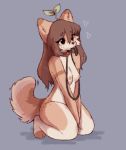  &lt;3 3_toes anthro areola black_eyes breasts brown_body brown_fur brown_hair brown_nose canid canine canis chowba collar digitigrade domestic_dog female fur grey_background hair hands_between_legs hazel_(lewdshiba) kneeling leash leash_in_mouth lewdshiba long_hair mammal markings multicolored_body multicolored_fur nipples nude object_in_mouth pink_areola pink_nipples plant plant_hair pseudo_hair shadow simple_background solo toes two_tone_body two_tone_fur white_body white_fur 