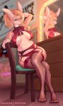  anthro breasts chair clothing erthy3d female furniture hi_res lagomorph legwear leporid lingerie mammal mirror patreon pinup pose rabbit reflection sitting solo stockings thick_thighs 