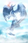  2013 activision blue_body blue_feathers blue_sclera claws dragon equid equine eyelashes feathered_dragon feathered_wings feathers female feral flying hi_res horn long_ears long_wings mammal skylanders smile solo unicorn venus-dragoness video_games whirlwind_(skylanders) wings 