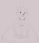  anthro breasts cartoon_network eyelashes female genitals hands_behind_head hi_res looking_at_viewer lx mammal monochrome narrowed_eyes nipples nude paper pole pussy simple_background smile solo stripper stripper_pole teri_(tawog) the_amazing_world_of_gumball tongue tongue_out ursid 