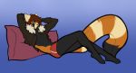  2020 4_toes ailurid anthro brown_hair clothed clothing digital_media_(artwork) girly hair male mammal ni70 red_panda simple_background smile solo toes 