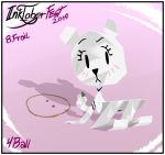  2019 anthro blush cartoon_network clothed clothing english_text eyelashes female fourball hi_res holding_object kneeling looking_back mammal marble paper pink_background simple_background solo teri_(tawog) text the_amazing_world_of_gumball ursid young 