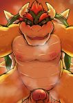  2020 absurd_res anthro belly blush bodily_fluids bowser genitals hi_res kemono koopa male mario_bros moobs nintendo nipples overweight overweight_anthro overweight_male penis rusk07 scalie solo sweat video_games 