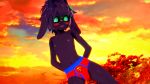  16:9 anthro blush bovid briefs bulge caprine clothed clothing deltarune eyewear floppy_ears fur fusionxglave glasses goat hair hi_res male mammal nipples ralsei shy simple_background solo sunset underwear video_games widescreen 