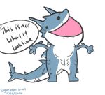  anthro anthrofied blue_body dialogue dialogue_box egan fan_character fish humor male marine multicolored_body open_mouth open_smile scar shark simple_background smile solo two_tone_body vipery-07 white_background white_body 