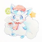  1:1 2020 alolan_vulpix ambiguous_gender beverage blue_body blue_eyes blue_fur blue_paws blush canid clothing cup feral fur hat headgear headwear holding_beverage holding_object mammal maple926 nintendo painting_(artwork) paws pok&eacute;ball pok&eacute;mon pok&eacute;mon_(species) regional_form_(pok&eacute;mon) simple_background smile solo star steam traditional_media_(artwork) video_games watercolor_(artwork) white_background white_body white_fur 