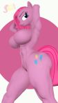  3d_(artwork) abs absurd_res anthro anthrofied barely_visible_genitalia barely_visible_pussy big_breasts breasts digital_media_(artwork) equid equine female friendship_is_magic genitals hasbro hi_res jdarts mammal muscular muscular_anthro muscular_female my_little_pony nipples nude pinkamena_(mlp) pinkie_pie_(mlp) pose pussy solo 