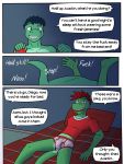  3:4 alligator alligatorid anthro austin_abel bed briefs brother brothers bulge clothed clothing comic crocodilian dialogue diego_abel duo english_text furniture fuze hi_res incest_(lore) lying male male/male midriff navel on_back on_bed reptile scalie shirt sibling t-shirt texnatsu text topwear underwear 