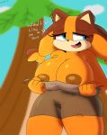  absurd_res anthro badger breasts dezmine21 female flashing fur hi_res looking_away mammal mustelid musteline orange_body orange_fur public_nudity solo sonic_boom sonic_the_hedgehog_(series) sticks_the_jungle_badger 