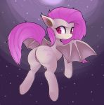 2020 absurd_res bat_pony cutie_mark equid female feral flutterbat_(mlp) fluttershy_(mlp) flying friendship_is_magic genitals hair hi_res looking_back mammal membrane_(anatomy) membranous_wings metapuns my_little_pony night_sky nude pink_hair pink_tail pussy rear_view solo wings 