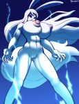  2019 5_fingers angstrom anthro big_breasts biped black_sclera breasts carrot_(one_piece) cool_colors digital_media_(artwork) erect_nipples female fingers fur genitals gradient_background hair hi_res lagomorph leporid mammal minkmen_(one_piece) muscular muscular_anthro muscular_female nipples nude one_piece pussy rabbit red_eyes simple_background solo sulong_carrot white_body white_fur white_hair 