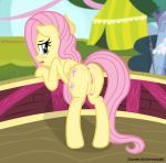  bent_over blush breasts cutie_mark equid equine female feral fluttershy_(mlp) fluttershyfann80085 friendship_is_magic fur genitals hair hasbro hi_res hooves long_hair looking_at_viewer looking_back looking_back_at_viewer mammal my_little_pony outside pegasus plump_labia presenting pussy raised_tail solo spread_legs spreading teats wings 