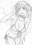  bikini cleavage inato_serere monochrome sketch swimsuits wet 