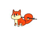  ambiguous_gender animated canid canine canis domestic_dog feral fur keke_(artist) looking_at_viewer low_res mammal melee_weapon mouth_hold multicolored_body multicolored_fur orange_body orange_ears orange_fur orange_tail scabbard sword two_tone_body two_tone_fur two_tone_tail weapon 