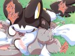  ambiguous_gender blush bodily_fluids cinccino duo ejaculation emolga empty_eyes eyes_closed female feral fingering fur genital_fluids japanese_text nettsuu nintendo pok&eacute;mon pok&eacute;mon_(species) pussy_ejaculation pussy_juice saliva text tongue tongue_out video_games 