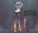 absurd_res anthro big_breasts breasts butt chapaevv chest_(disambiguation) clothed clothing digital_media_(artwork) dungeon english_text fan_character female fur hair hi_res horn jewelry looking_at_viewer mammal murid murine offscreen_character rat rodent sitting skaven solo speech_bubble tail text thick_thighs veskalis_(oc) warhammer_(franchise)