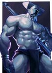 1_eye armor bracelet digital_drawing_(artwork) digital_media_(artwork) headgear helmet hi_res jewelry kartinos looking_at_viewer male mithrix muscular muscular_male navel not_furry pecs risk_of_rain solo