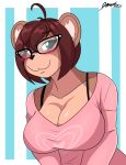  anthro blush breasts celine_(jwinkz) cleavage clothed clothing female hair hi_res jwinkz mammal mouse murid murine rodent smile solo 
