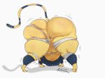  animal_crossing ankha_(animal_crossing) anthro ass_up big_butt bodily_fluids breasts butt domestic_cat felid feline felis female genitals hi_res huarbodraw huge_butt mammal nintendo pussy pussy_floss simple_background solo sweat thick_thighs video_games white_background 