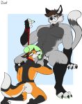  anthro ball_tuft balls canid canine collar doost duo fox genitals hi_res kneeling leash male male/male mammal nude penis pubes size_difference tuft 