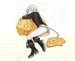  1girl allen_walker black_footwear black_shirt boots closed_eyes crossed_arms d.gray-man facial_mark genderswap genderswap_(mtf) gloves long_sleeves shirt short_hair short_shorts shorts silver_hair simple_background sitting sleeping solo timcanpy tsuzukitsuzuki white_background white_gloves white_shorts 