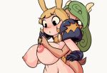  2d_animation animal_humanoid animated antlers areola armor big_breasts blonde_hair blush breast_fondling breasts carnivate cervid cervid_humanoid duo female female/female fondling grabbing_from_behind green_hair hair hand_on_breast horn humanoid lagomorph lagomorph_humanoid leporid_humanoid long_hair mammal mammal_humanoid navel nipples nude pauldron puffy_areola rabbit_humanoid simple_background white_background wide_eyed 
