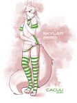  2020 4_toes 5_fingers absurd_res anthro bottomless cacuu canid canine canis clothed clothing digital_media_(artwork) female fingers fur green_eyes hair hi_res legwear mammal smile solo toes white_body white_fur white_hair wolf 