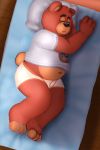  2017 anthro bed brown_body butt clothing eyes_closed furniture hi_res lying male mammal oseterollicete overweight overweight_anthro overweight_male pillow sleeping smoosho solo underwear ursid 