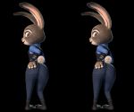  absurd_res anthro butt butt_focus chickenass clothing disney female hi_res judy_hopps looking_at_viewer simple_background solo stereogram uniform zootopia 