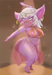  big_breasts breasts ear_piercing ear_ring female harem_outfit hi_res league_of_legends linked_nipples nipple_piercing nipples piercing riot_games solo thick_thighs tristana_(lol) video_games yordle 