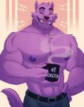  2020 abs anthro bernard_(ok_k.o.!_lbh) biceps bottomwear canid canine canis cartoon_network clothing fur male mammal muscular muscular_anthro muscular_male ok_k.o.!_let&#039;s_be_heroes pecs purple_body purple_fur solo thediyemi topless_male were werecanid werecanine werewolf wolf 