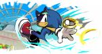  2010 anthro blue_body blue_fur clothing eulipotyphlan extreme_gear eyewear eyewear_on_head footwear fur gloves gold_ring handwear hedgehog holding_object male mammal niwa0w0 shoes smile solo sonic_riders sonic_the_hedgehog sonic_the_hedgehog_(series) sunglasses sunglasses_on_head 