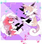  anthro brown_body brown_fur chibi claws duo fangs feral footprint fur glowing glowing_eyes hair looking_at_another lycanroc midday_lycanroc midnight_lycanroc nintendo pawpads pawprint pink_inner_ear pink_pawpads pok&eacute;mon pok&eacute;mon_(species) purple_background red_body red_fur simple_background smile spikes toe_claws tuft video_games white_body white_fur white_hair ヒツジ 