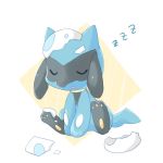  1:1 2020 ambiguous_gender anthro baby_pok&eacute;mon black_body black_fur blue_body blue_fur canid eggshell eyes_closed fur mammal maple926 nintendo paws pok&eacute;mon pok&eacute;mon_(species) riolu simple_background sitting sleeping solo sound_effects video_games white_background zzz 